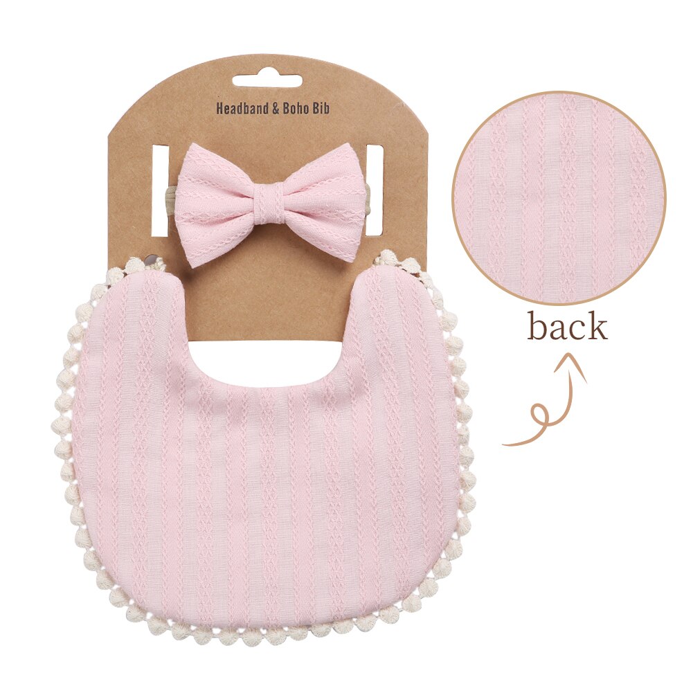 Conjunto de Baberos con diadema para bebé, toalla con borla para Saliva, Bandana con estampado Floral, lavable, paño para eructar, alimentación de bebé, 3 unids/set: 02