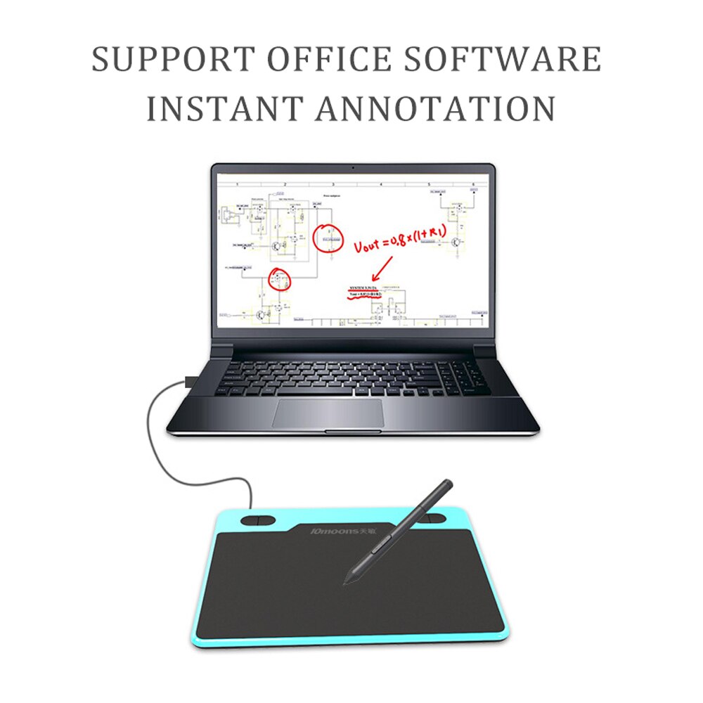 10moons 6 Inch Ultralight Graphic Tablet 8192 Levels Digital Drawing Tablet Battery-Free Pen Compatible Android Device