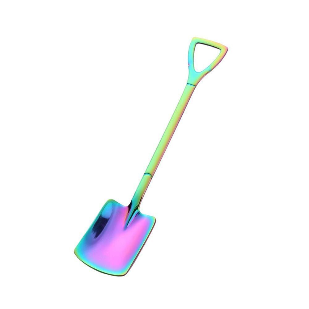 Mini 304 Stainless Steel Spade Shovel Coffee Spoon Spoon Long Spoon Fruit Spoon Teaspoon Handle Dessert Tableware Factory Supply: F