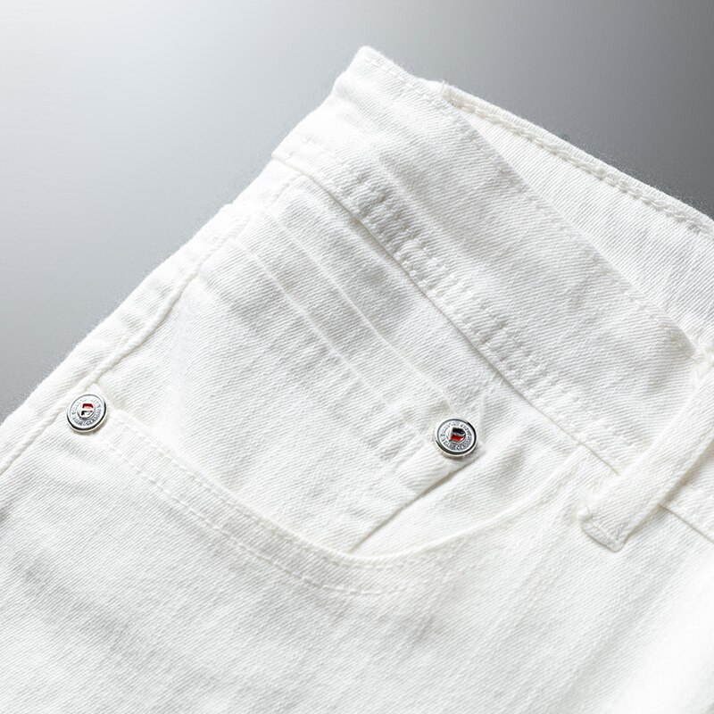 Hvide denimbukser mænd baggy jeans straight fit bukser arbejde klassiske jean homme mærke tøj blødt stor størrelse 28-40