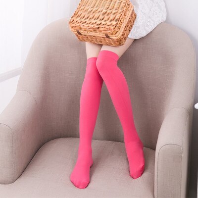 Estudiante de la rodilla de calcetines para bebé y niñas de Color sólido de terciopelo suave princesa cómodo niños la escuela de calcetines para uniforme: red