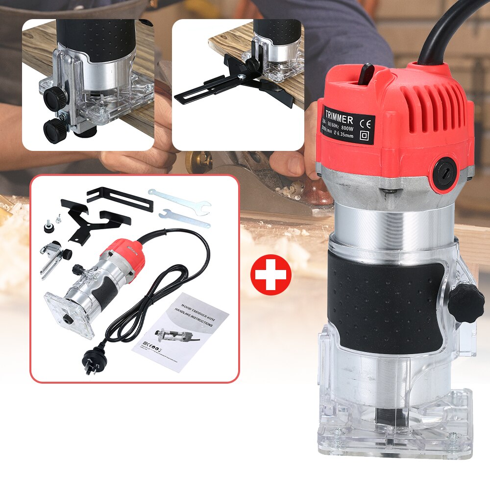 800W Trim Router 30000r/Min Met Transparante Basis Edge Gids Hout Laminaat Elektrische Trimmer Router Snoer Voor Woodworktrimming