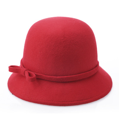 Europa england koreansk høst vinter dame fedora caps årgang sol hattemaker til kvinne dame avlet brem ull filt buehatt: 8