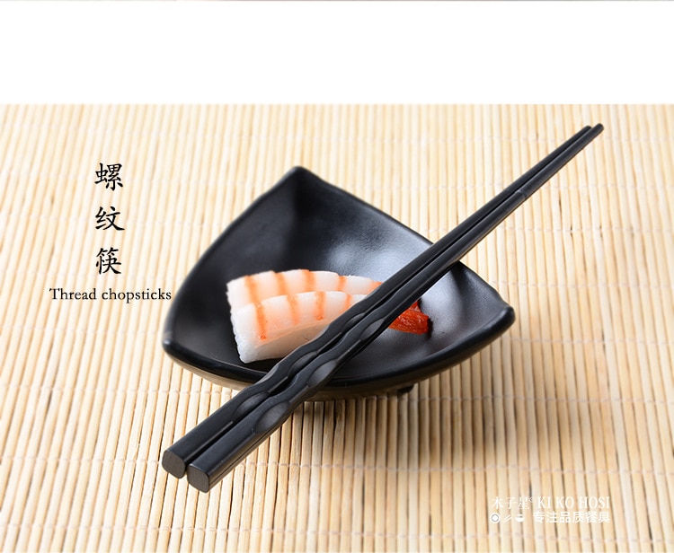 (10Pairs) Japanese Sushi Chopsticks Long Sticks Household Kitchen Reusable Black Chopsticks