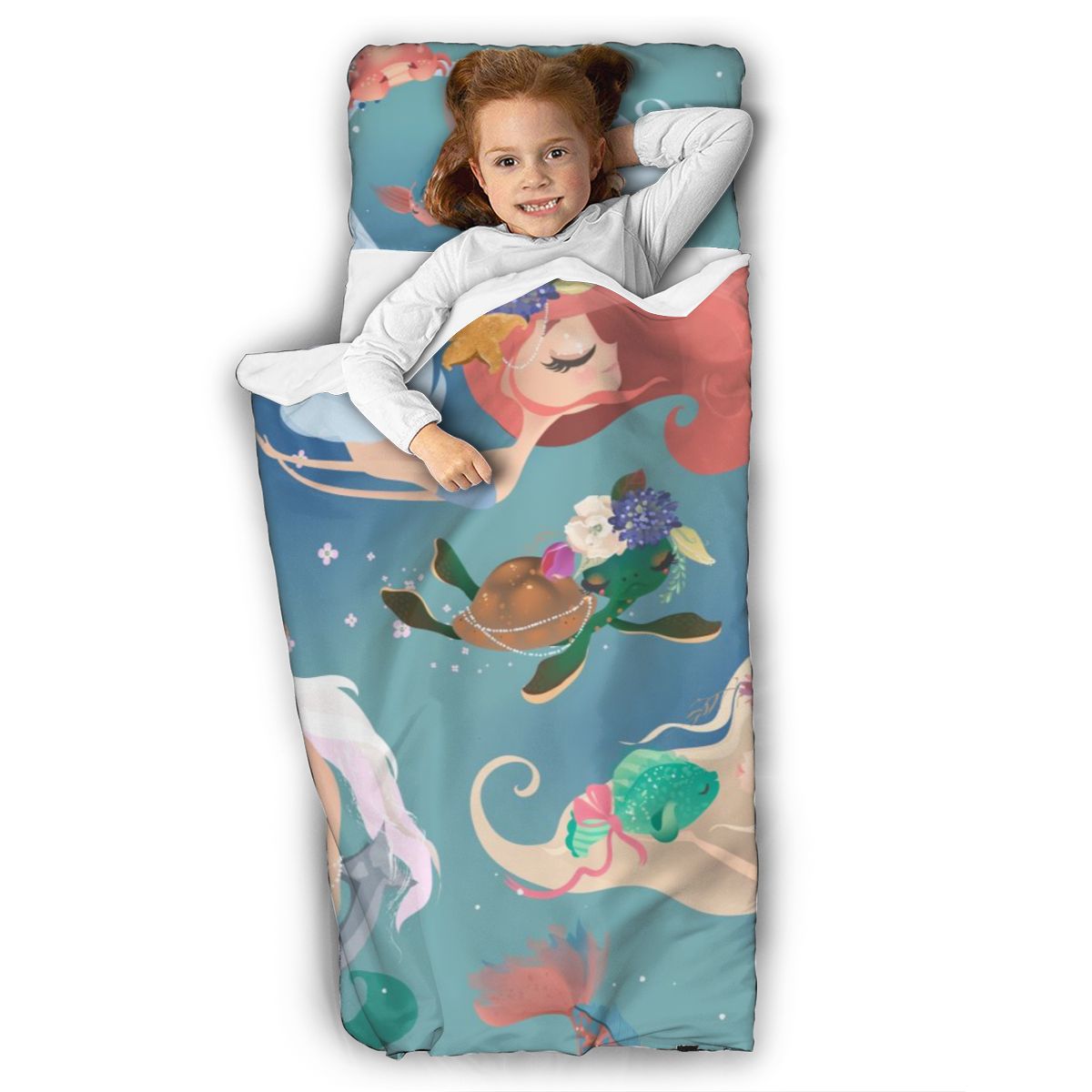 Mignon sirène princesse en couronne florale matelas enfant en bas âge sieste tapis de couchage maternelle enfants ensemble de literie avec oreiller