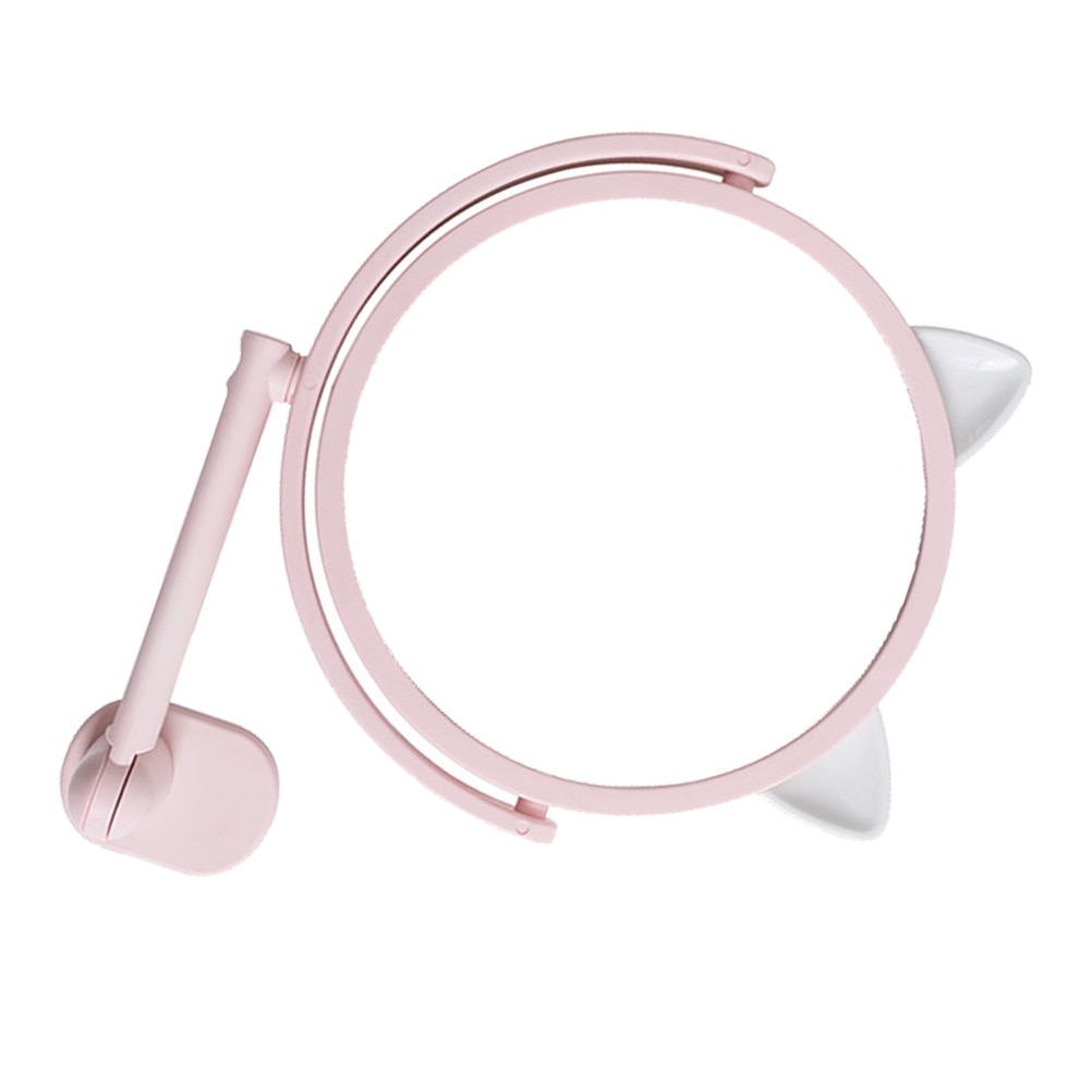 Cat Ear Makeup Mirror Vanity Mirror Spiegel Wall Mounted Cosmetics Mirror Bathroom Makeup Mirror Swivel Vanity Mirror (Pink)