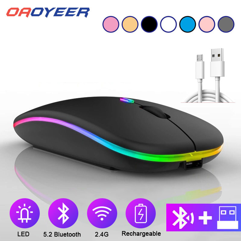 Wireless Mouse Rechargeable Bluetooth Mouse Wireless Computer Silent Mause LED Backlit RGB Ergonomic Gaming Mouse For PC ipad