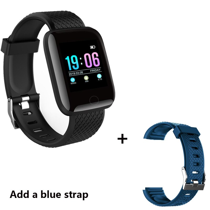 2020 di Sport Intelligente Orologio Delle Donne Degli Uomini di Pressione Sanguigna Smartwatch Salute Impermeabile Della Vigilanza Del Braccialetto Intelligente Per Android IOS Huawei Xiaomi: Add a blue strap