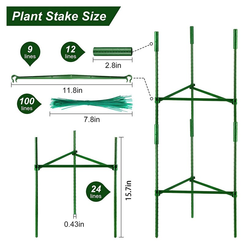 Garden Stakes Plant Support Plastic Coated Steel Plant Stake 15.7 Inch Plant Stakes Set for Climb Plant (145 Pieces)