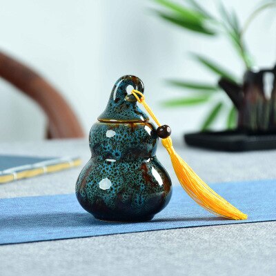 Kitchenace keramik kinesisk teholder bærbar tedåsebeholder teopbevaringsgadgets og værktøj pæreformet tebladsopbevaringsgadget: M / Blå