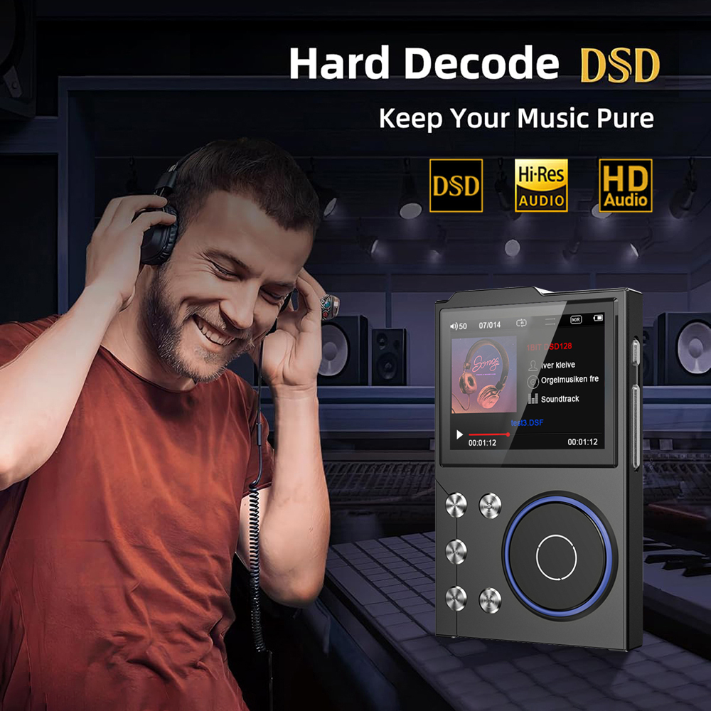 MP3 Player, Lossless DSD High Definition Portable Hi-Fi Digital Audio Music Player with 16GB Memory , Supports Up to 128GB