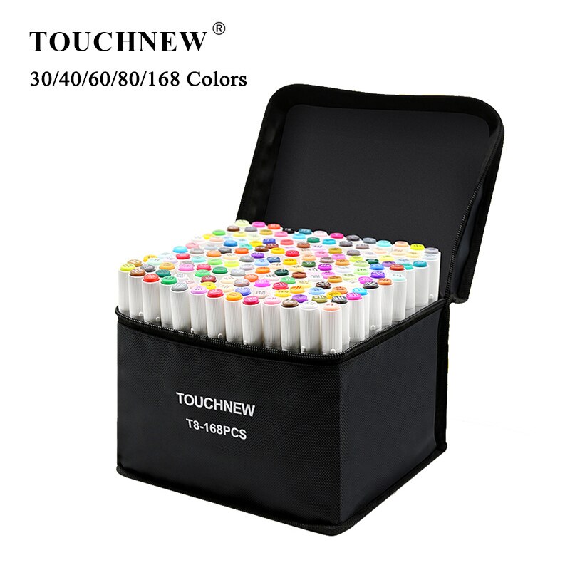 TOUCHNEW T8 30/40/60/80/168 Colors Markers Manga Drawing Markers Pen Alcohol Based Sketch Felt-Tip Twin Brush Pen Art Supplies
