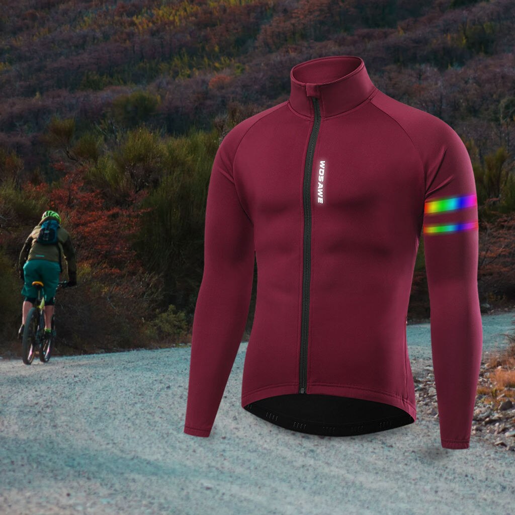 Mens Fietsen Jas Winter Winddicht Lange Mouwen Warm Shirts Kleding Voor Buiten Mountainbike: Red XXXL