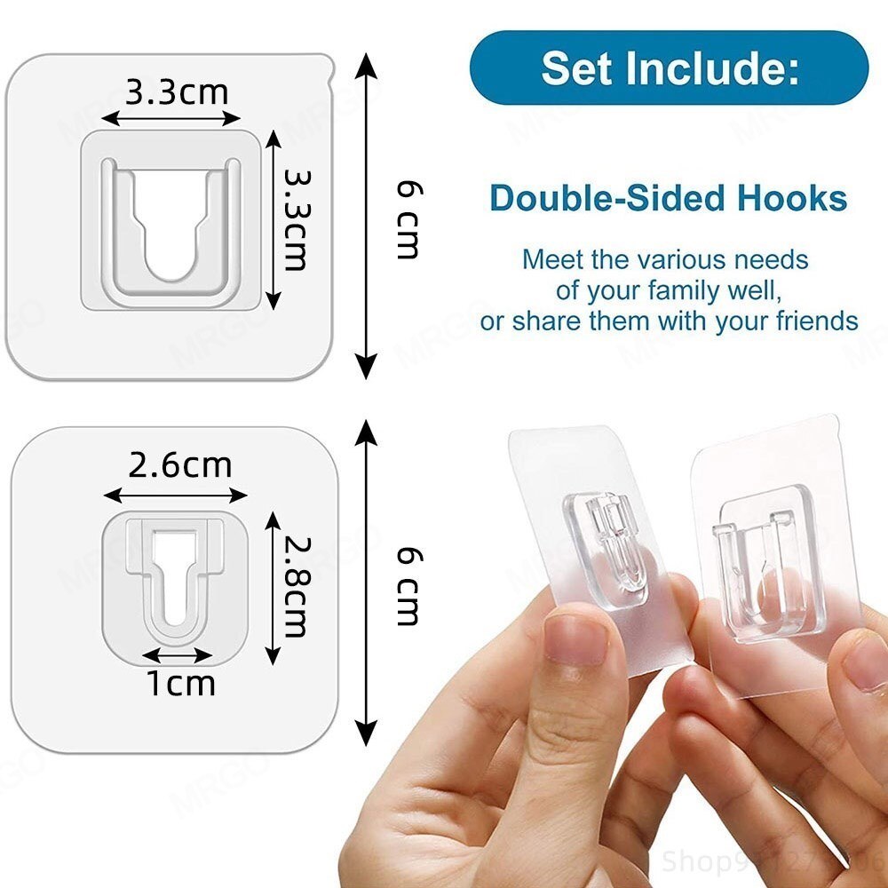 Double-Sided Wall Hook Self-adhesive Hooks Mop Holder Kitchen Wall Mount For in The Bathroom Cabinet Hangers Hooks Organizer