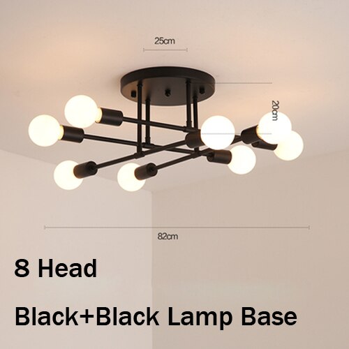 Loftslamper vintage multipel  e27 lampe fod sort/hvid/guld til stue / spisestue / soveværelse led loftslampe: 8 hoved sort