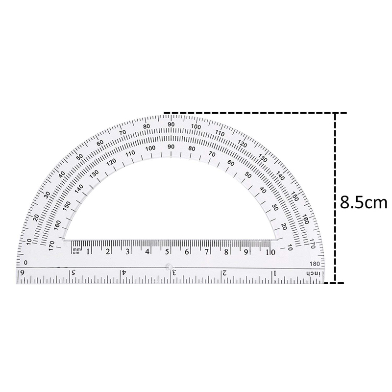 2 Pcs/lot Transparent Plastic Protractor Ruler Math Protractors Digital Protractor School Educational Supplies 180 Degrees,15CM