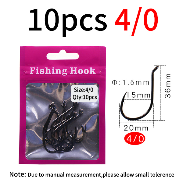 Lionriver 10 stks/zak 3/0-8/0 Octopus Snavel Koolstofstaal Offset Vishaak Zoutwatervissen Livebait/Snapper Rig Haak: YELLOW