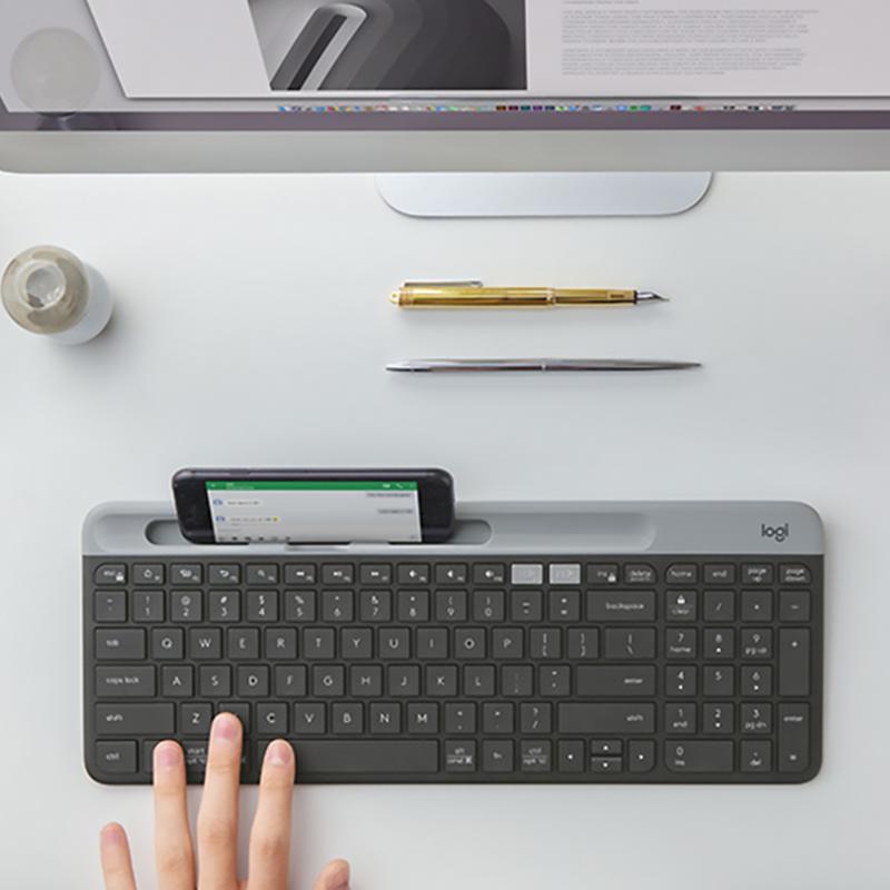 Logitech K580 sans fil Ultra-mince clavier double 2.4G/Bluetooth unifiant clavier de bureau pour ordinateur de bureau ordinateur portable tablette clavier