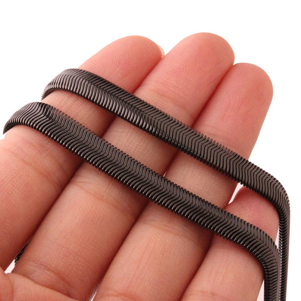 6mm heren dames kettingen van roestvrij staal, sieraden accessoires, slangen visgraat ketting choker: Zwarte kleur