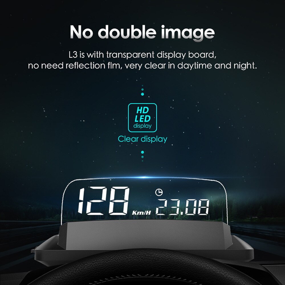 5inch HUD Mirror Car Head Up LED Windscreen Projector Display Digital Speed Projector Security Alarm Data Diagnostic Tool
