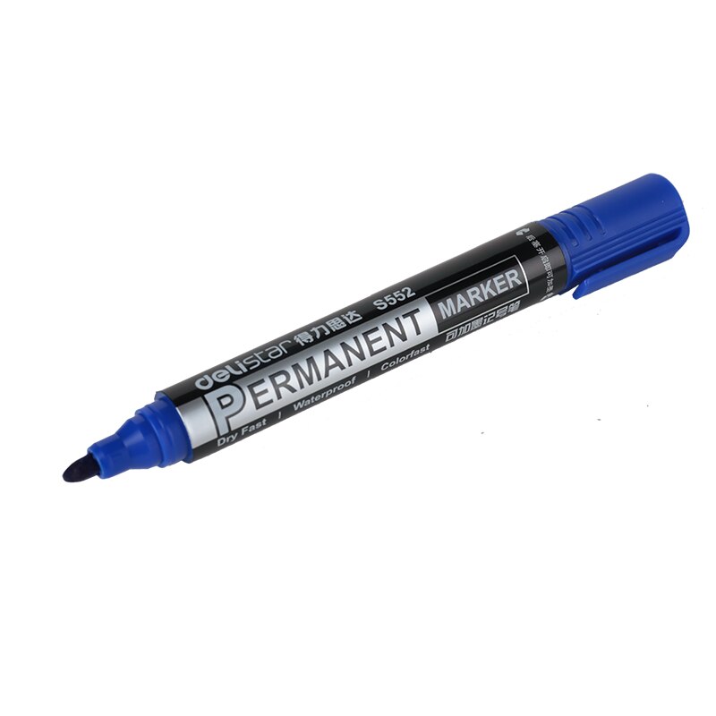 Deli 10 stuks Marker Pen Inkt Pen voor Markering Permanente Non-fading Olie Marker Pen 1.5mm Grote Ronde teen Kantoor School Schriftelijk Supply