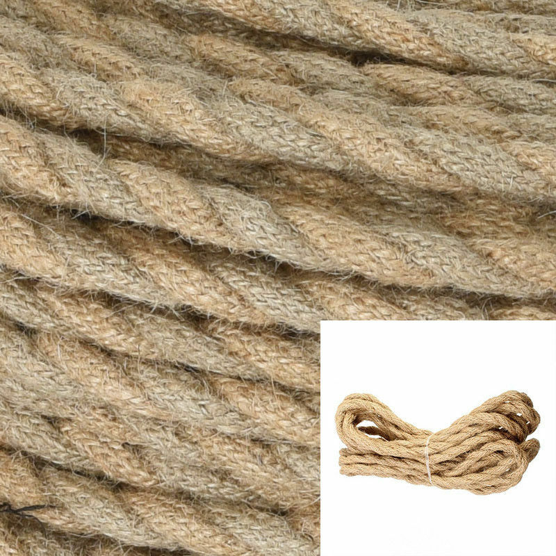 5m/ rull 2*0.75mm hampetau kabel, hampetau flettet ledning, tvunnet par flettet ledning, retro lysekronetråd