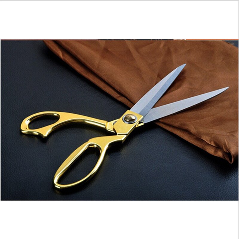 10.5'' Gold Sewing Cut Craft Fabric Dressmaking Scissor Upholstery Tool Textile Leather denim Cutter Tailor Shear Pinking