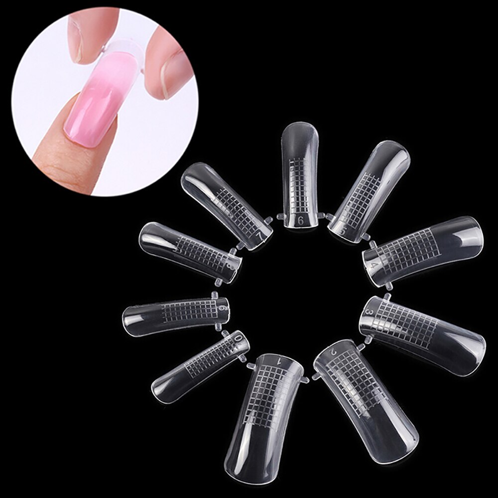 Uñas postizas transparentes, accesorios para manicura y herramientas, funda completa de uña, equipo de arte para construcción rápida, herramienta de maquillaje para extensión de dedos, 20 Uds.