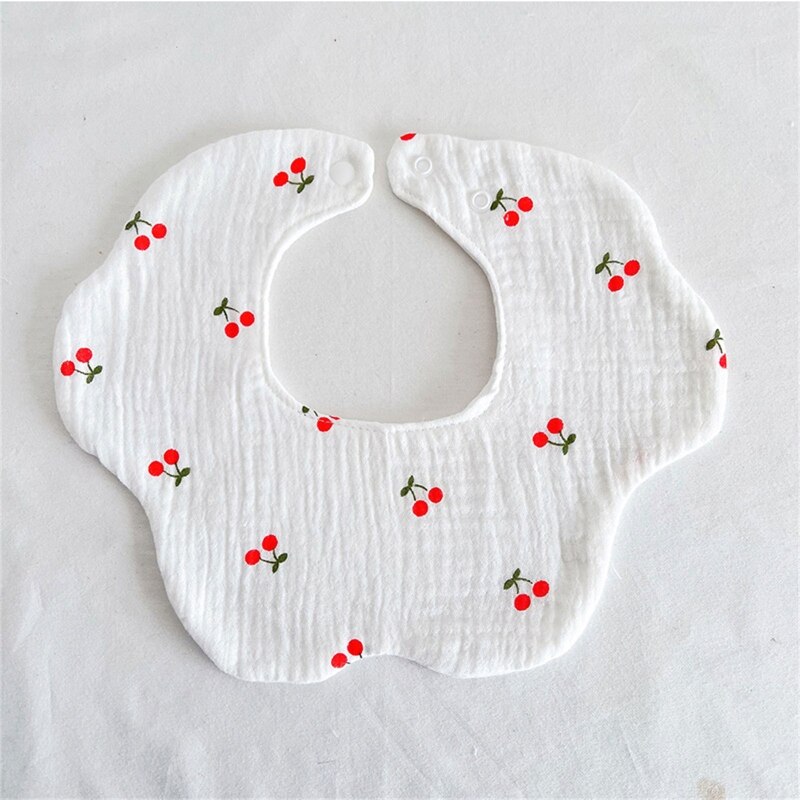 Bavoir pour bébé avec imprimé de dessin animé, serviette de salive, pétale rond, tablier respirant confortable pour -né, bandana à Rotation de 360 degrés
