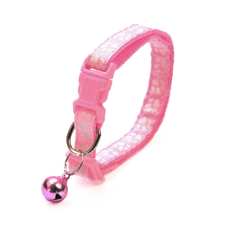 Cute Cat Safety Breakaway Light Collar With Bell Pet Dog Neck Belt Collars Kitten Accessories Collier Chat Anti Etranglement 2: Pink