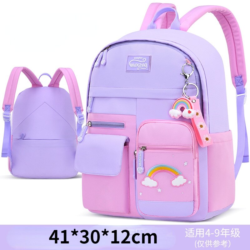 Zaini scuola per bambini arcobaleno moda per ragazze zaini scuola ortopedici primari impermeabili zaino per bambini zaino per libri mochilas: small purple1