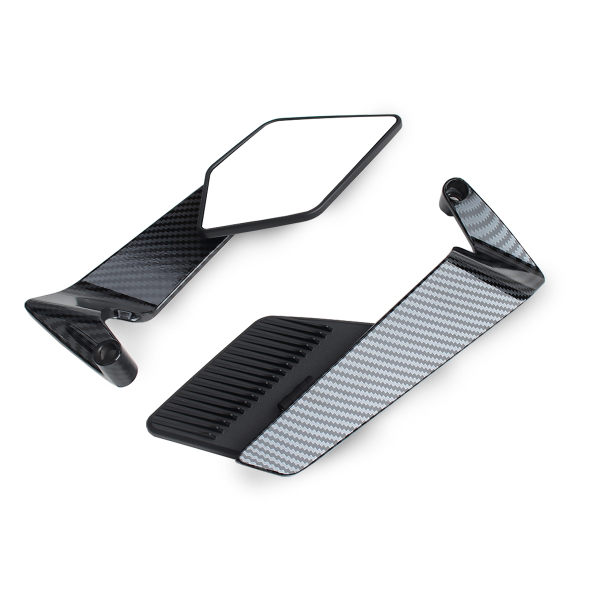 Grote spiegeloppervlak vleugels spiegel 10 mm / 8 mm motorfiets achteruitkijkspiegel motorfiets universele accessoires slangenpatroon decoratie: Blauw