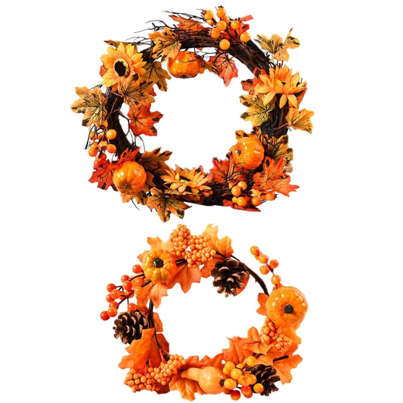 35/40cm halloween herfst thanksgiving pompoen esdoornblad krans muur deur raam 77ud