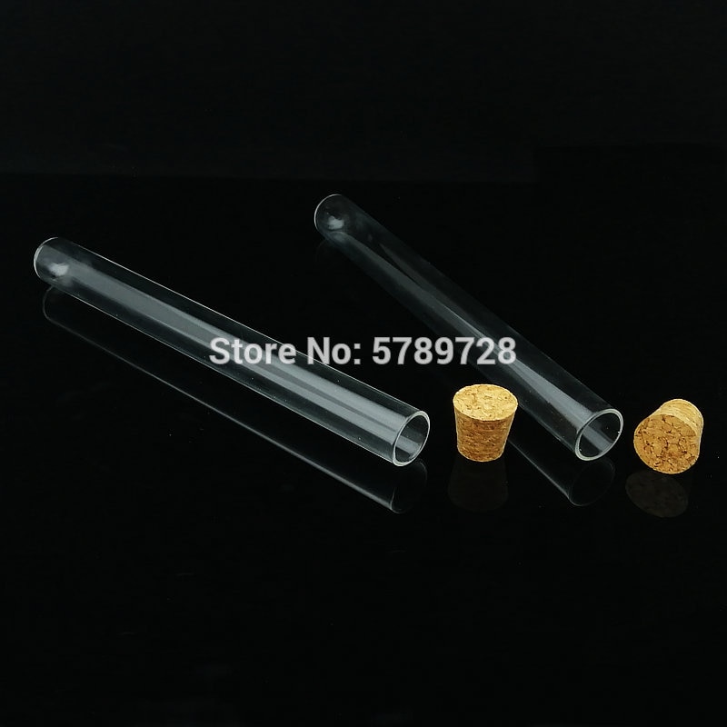 10pcs 20x200mm Glass round bottom test tube with cork stopper,thickwalls flat - mouth lab test tubes Used in chemistry lab