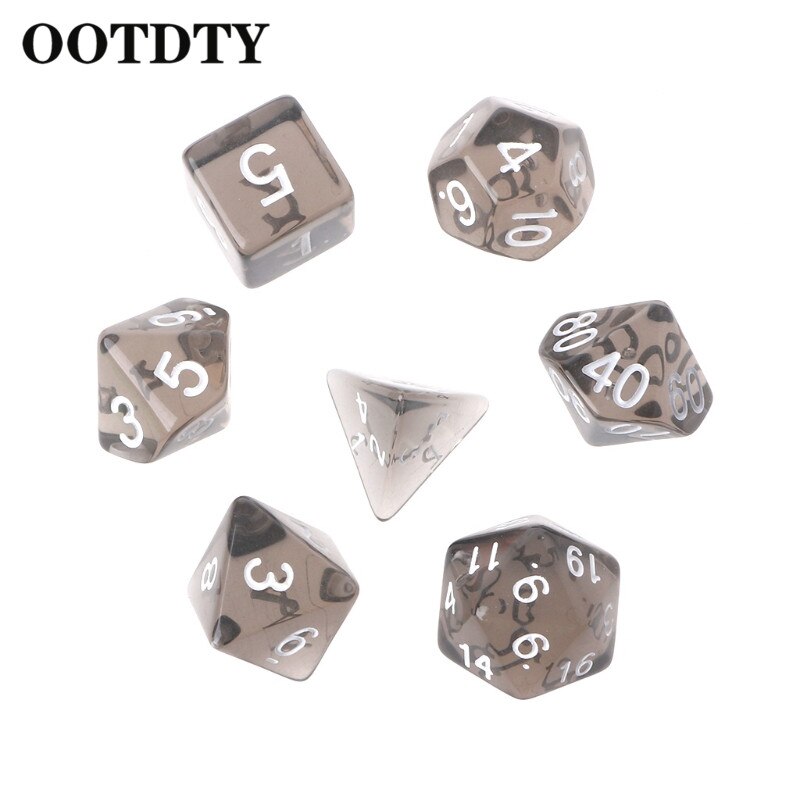 OOTTDTY 7Stck Klar polyedrisch Spiel Würfel Für Drachen Pfadfinder D20 D12 2xD10 D8 D6 D4 polyedrisch Spiel Würfel: Schwarz