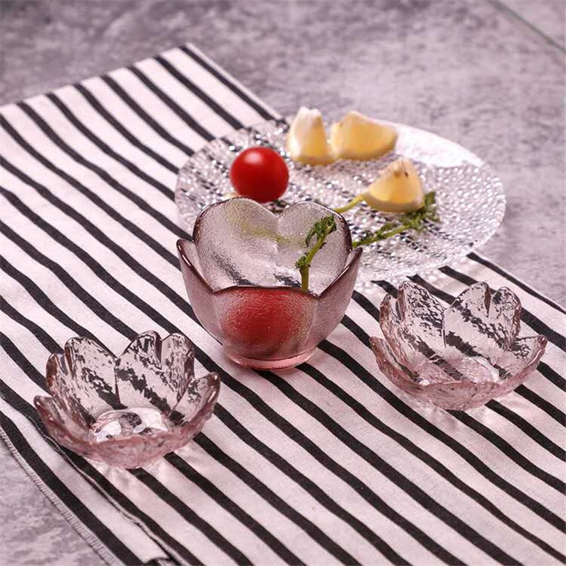 6Pcs Sakura Dish Japanese-style Glass Small Dish Small Salad Plate Dried Fruit Plate Dessert Plate Dumplings Dish Wedding