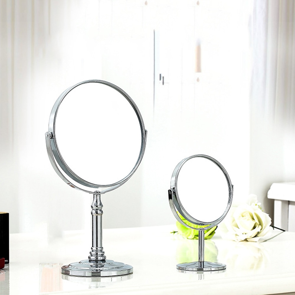 Round Shape Simple Rotatable Beauty Makeup Mirror Double-Sided Normal Magnifying Stand Cosmetic Mirror