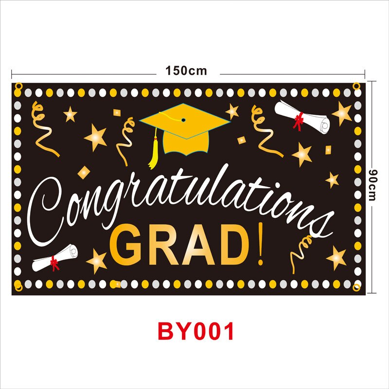 Party Photo Booth Props Congrats Grad Sign Banner Graduation Party Wall Banner Photo Booth Accessories: BY001