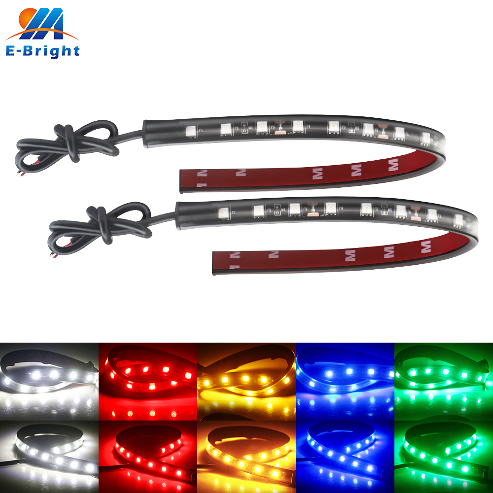 2 STKS 32 CM 5050 18 SMD LED Strip Licht 12 V voor Motorfietsen Auto's Boten Versieren Waarschuwing Flexibele Lamp Blauw Groen Rood Wit Amber