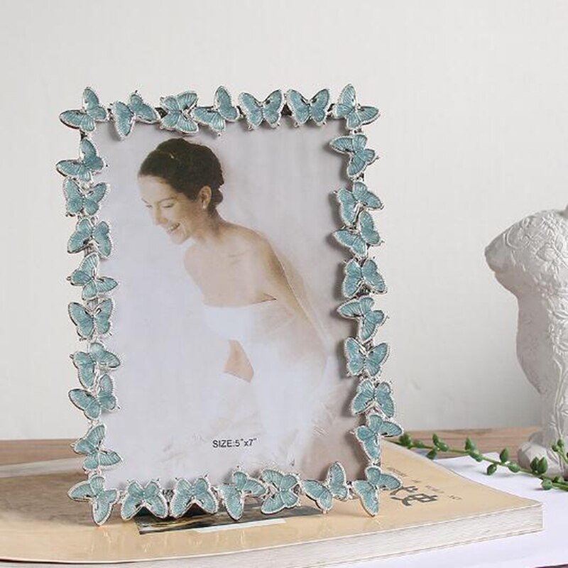 6inch 7inch Metal Butterfly Photo Frame Wedding Bride Photo Decorated Frame Desktop Ornaments for Friend