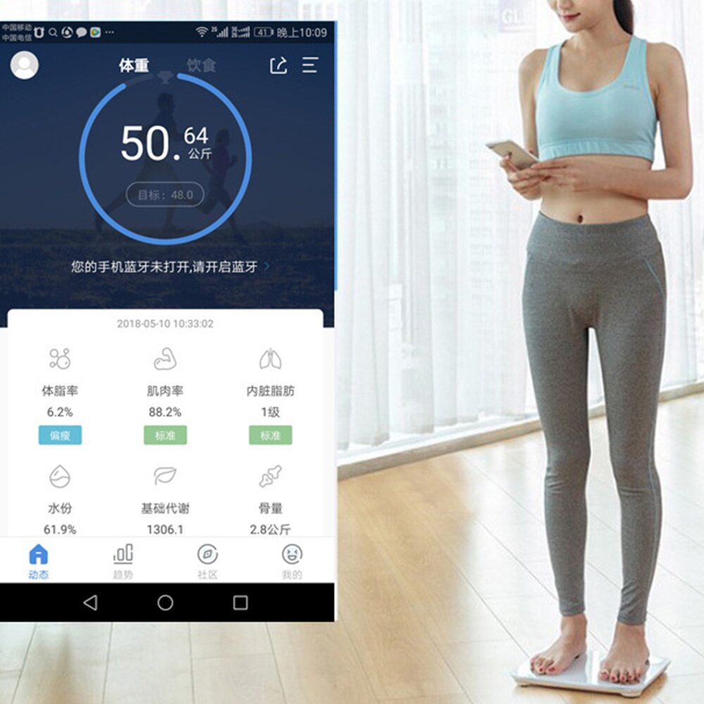 Kropsfedt skala smart trådløst digitalt badeværelse vægt skala kropssammensætnings analysator med smartphone app bluetooth