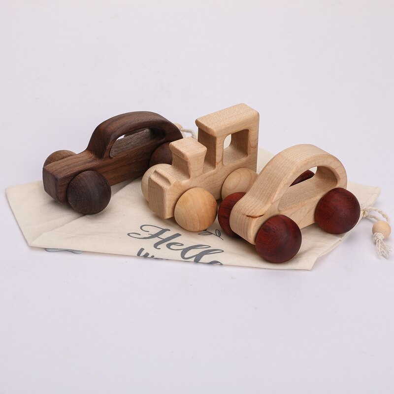 3Pcs Holz Spielzeug Montessori Pädagogisches Buche Zahnen Holz Auto Kinder Cartoon Auto Spielzeug Baby Holz Für 1-6 jahre Alt Kinder: Mixed C 3pcs