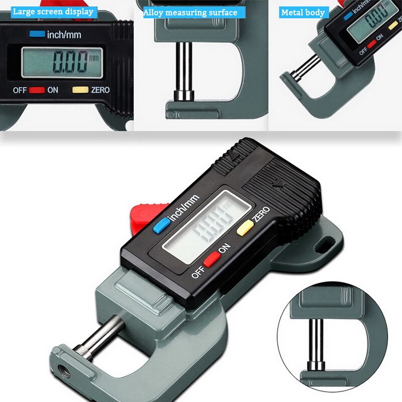 Electronic Digital Thickness Gauge Meter Precise Electronic Micrometer 0-12.7mm 0.01mm/0.0005mm Thickness Micrometer