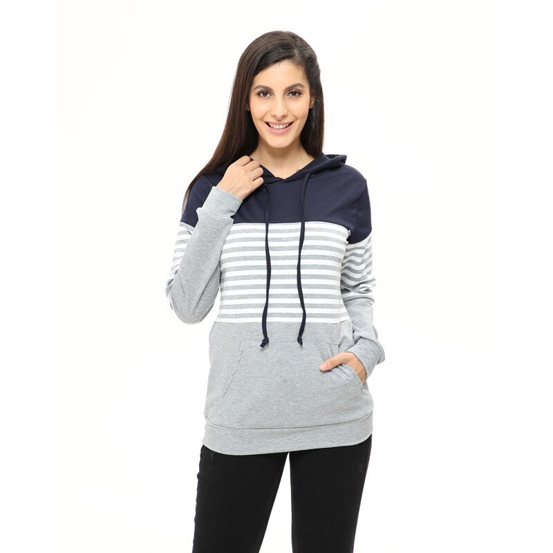 Womens Moederschap Verpleging Top Sweatshirt Lange Mouw Patchwork Rits Pullver Top Kangaroo Pocket Hoodie Zweet voor Zwangere Vrouwen