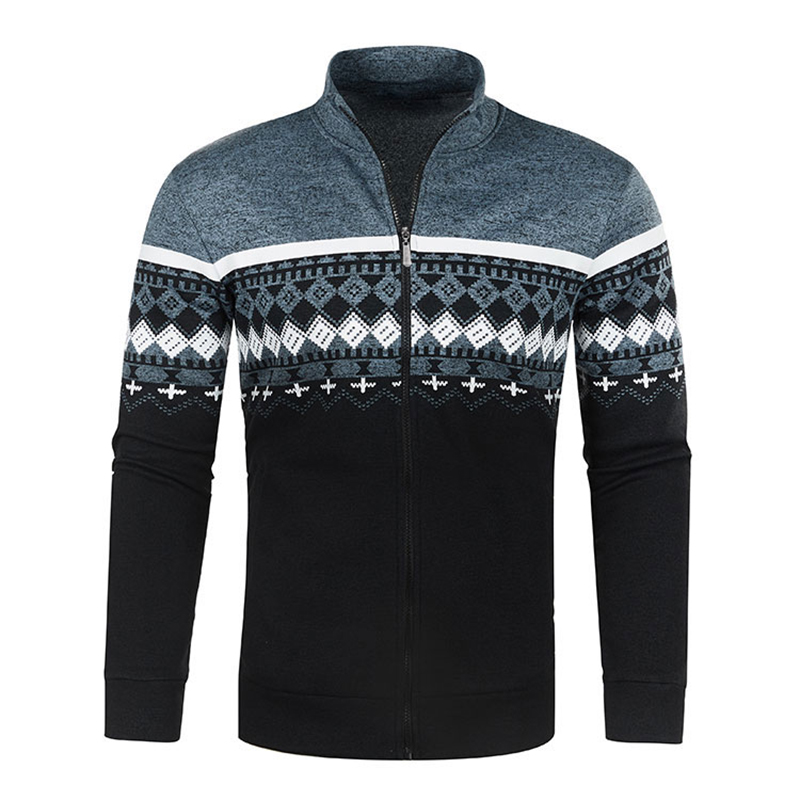 Nuevos suéteres para hombre, chaquetas, abrigos cálidos de otoño e invierno, sudaderas holgadas con cremallera, Top estampado de cuello alto: S / Naranja