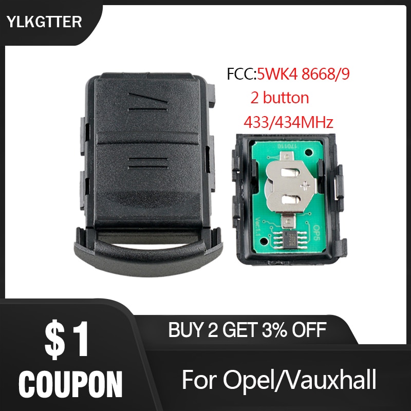 YLKGTTER 2 Button Remote Car key For Opel/Vauxhall Meriva Agila Astra Corsa C 2001-2005 No Chip For 5WK4 8668/9 Keyless Entry