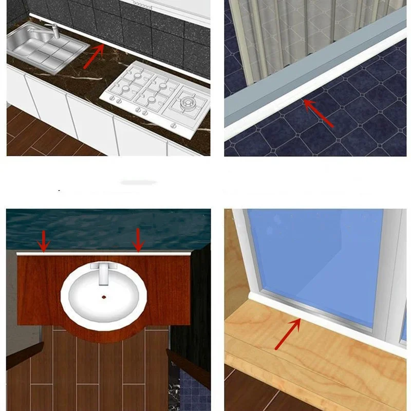 Multi-Size Keuken Waterkerende Strip Zelfklevende Deurafdichting Strip Badkamer Scheiding Douche Dam Badkamer Water Stopper