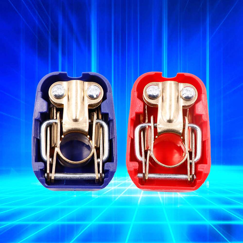 2pcs Car Boat Battery Terminal Connector Clamp Clip Negative Positive Blue/ Red