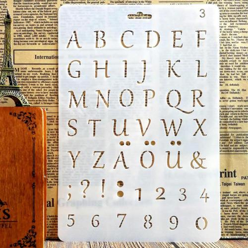 English Alphabet Number DIY Scrapbook Drawing Template Measuring Ruler Stencil: White 3