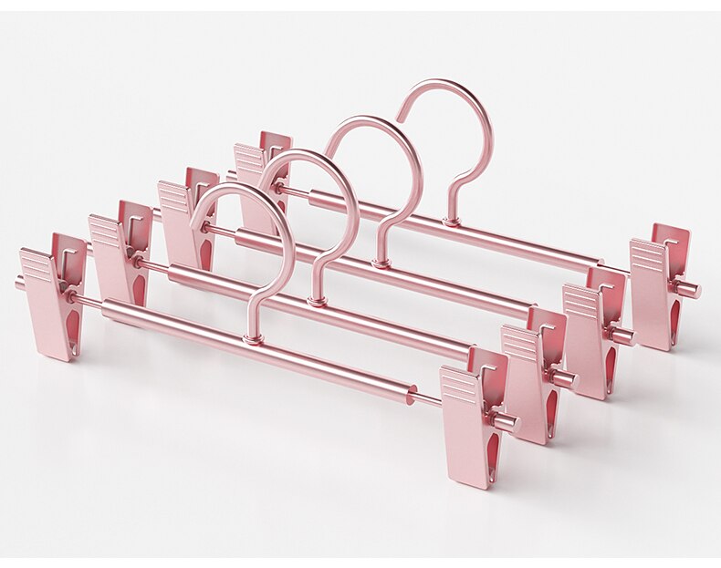 10 stücke Rose Gold/Goldene Aluminium legierung Metall schwer Pflicht Hosen Felsen locker KleiderbüGel, hosen KleiderbüGel mit Clips Gestell schwenken Haken: 5Stck / Rose Gold